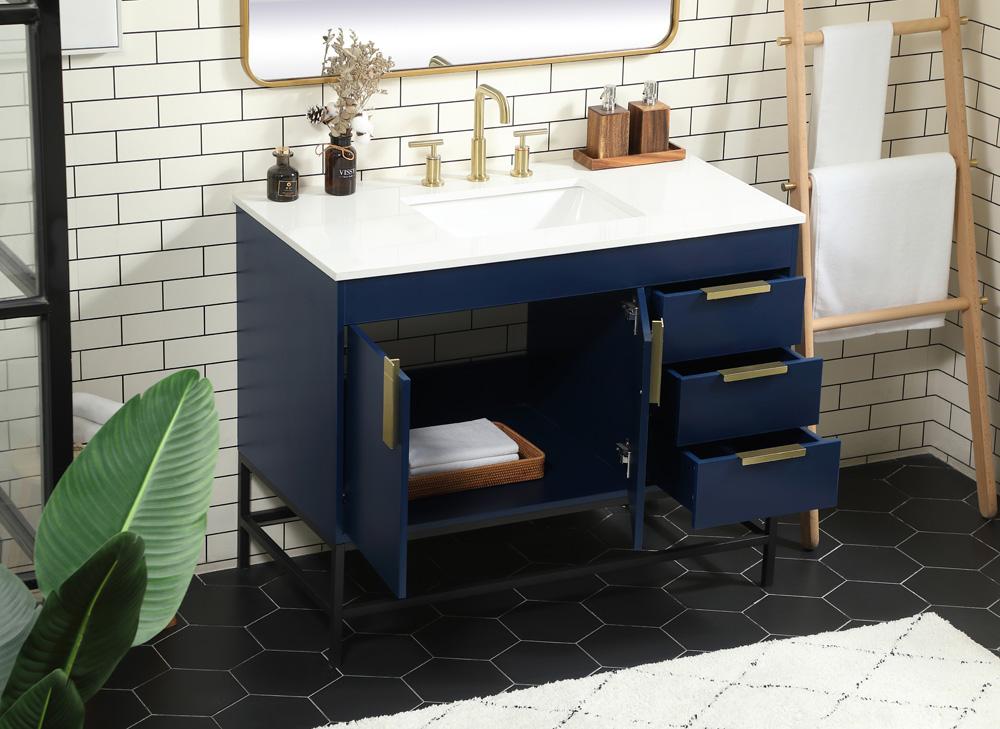 Elegant Furniture & Lighting - Eugene 42 inch Single bathroom vanity in blue - VF48842MBL veiw 4