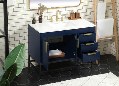 Elegant Furniture & Lighting - Eugene 42 inch Single bathroom vanity in blue - VF48842MBL veiw 4