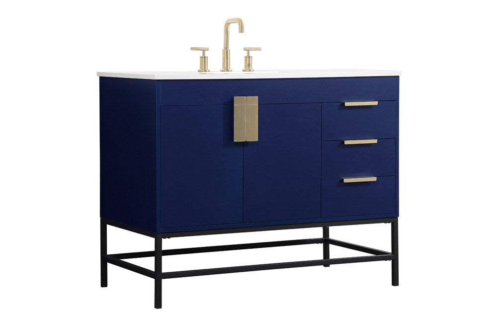 Elegant Furniture & Lighting - Eugene 42 inch Single bathroom vanity in blue - VF48842MBL veiw 8