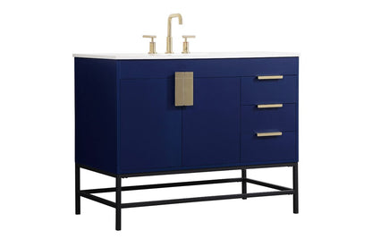 Elegant Furniture & Lighting - Eugene 42 inch Single bathroom vanity in blue - VF48842MBL veiw 8
