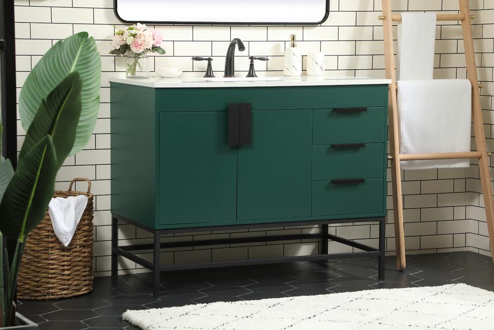 Elegant Furniture & Lighting - Eugene 42 inch Single bathroom vanity in green - VF48842MGN veiw 3