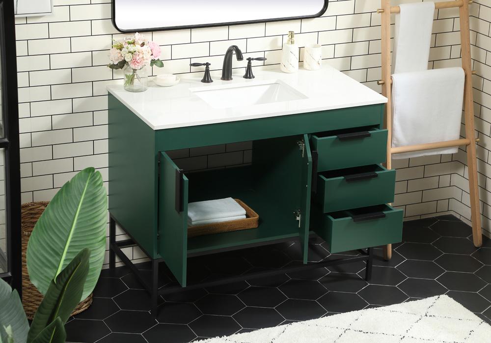 Elegant Furniture & Lighting - Eugene 42 inch Single bathroom vanity in green - VF48842MGN veiw 4