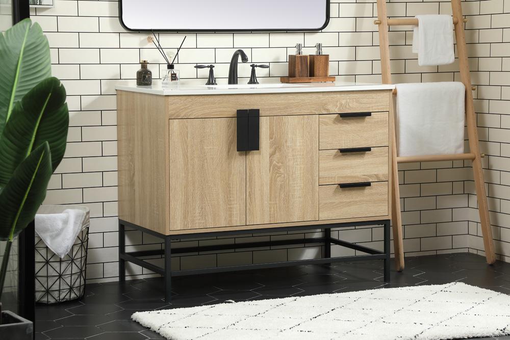 Elegant Furniture & Lighting - Eugene 42 inch Single bathroom vanity in mango wood - VF48842MW veiw 3