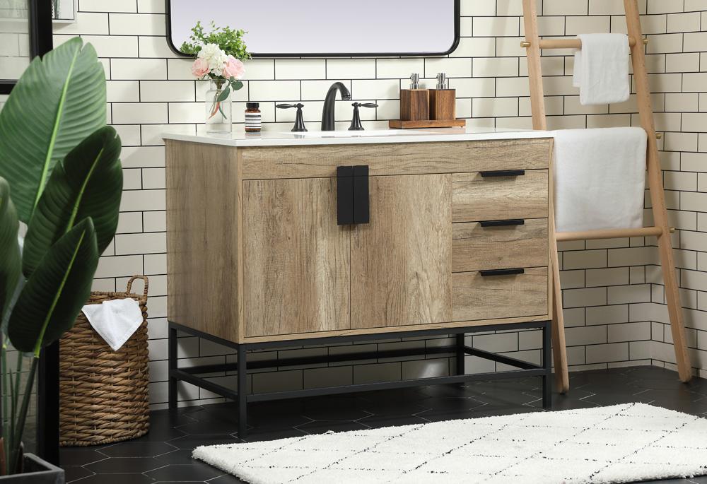Elegant Furniture & Lighting - Eugene 42 inch Single bathroom vanity in natural oak - VF48842NT veiw 3