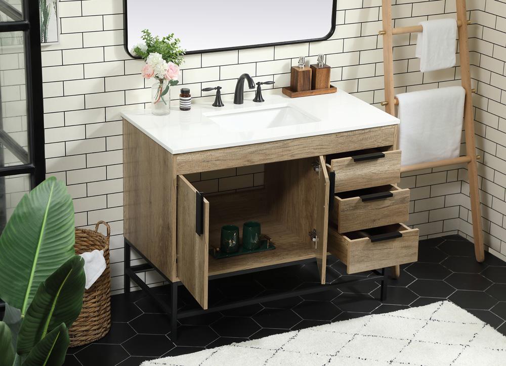 Elegant Furniture & Lighting - Eugene 42 inch Single bathroom vanity in natural oak - VF48842NT veiw 4