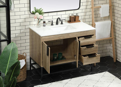 Elegant Furniture & Lighting - Eugene 42 inch Single bathroom vanity in natural oak - VF48842NT veiw 4