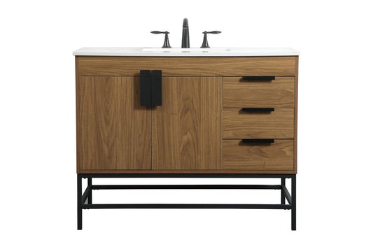 Elegant Furniture & Lighting - Eugene 42 inch Single bathroom vanity in walnut brown - VF48842WB veiw 1