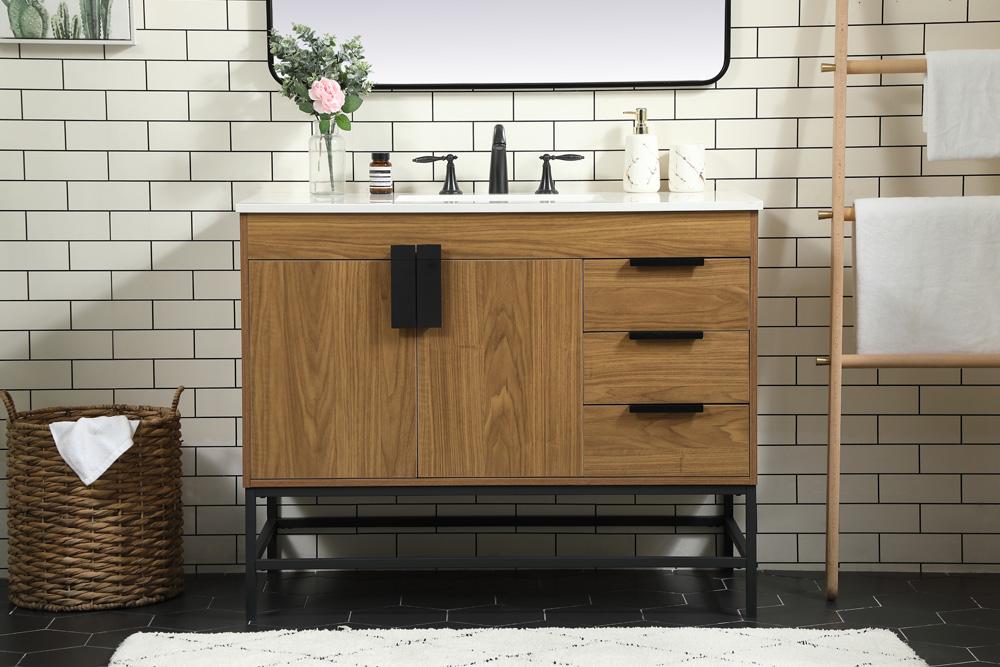 Elegant Furniture & Lighting - Eugene 42 inch Single bathroom vanity in walnut brown - VF48842WB veiw 2