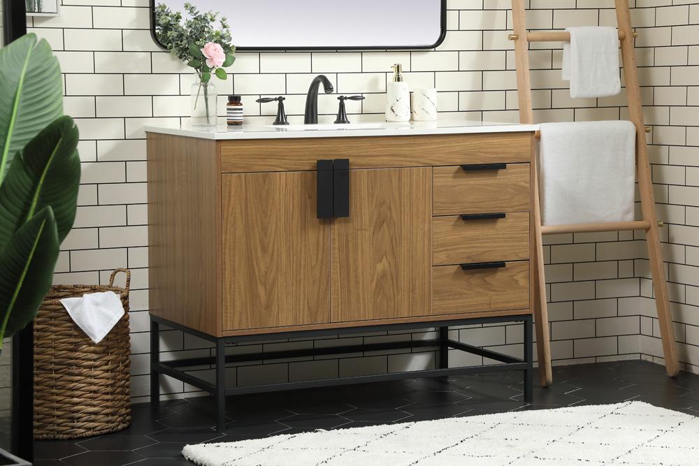 Elegant Furniture & Lighting - Eugene 42 inch Single bathroom vanity in walnut brown - VF48842WB veiw 3