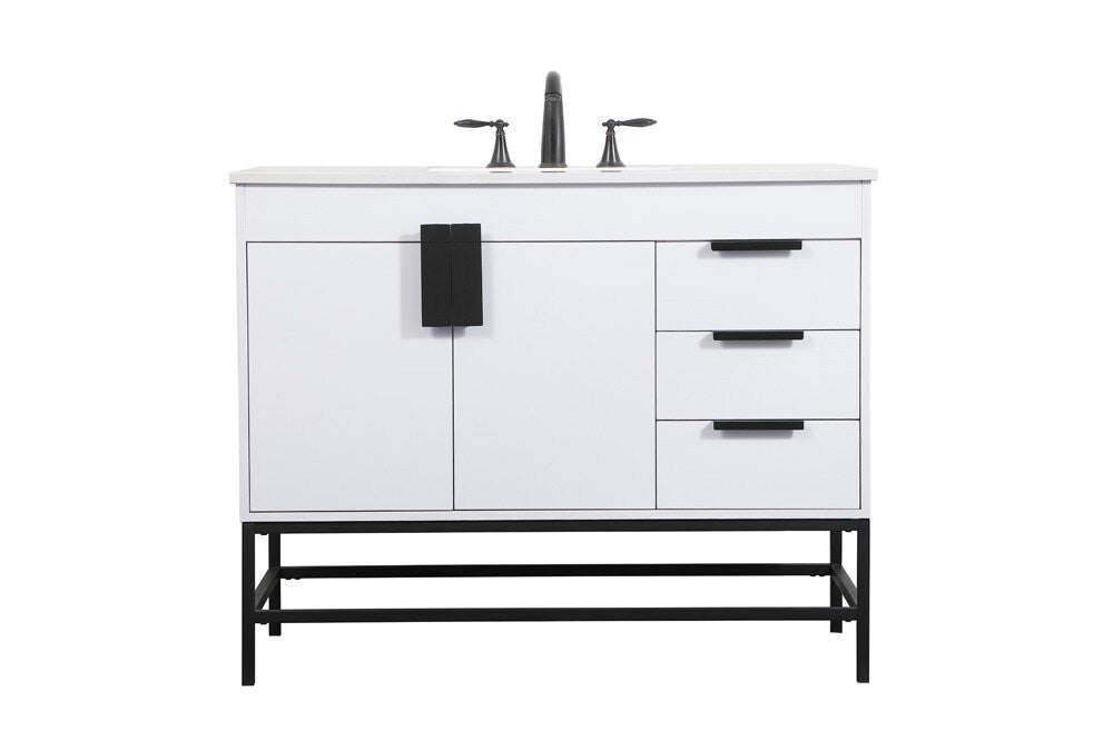 Elegant Furniture & Lighting - Eugene 42 inch Single bathroom vanity in white - VF48842MWH veiw 1
