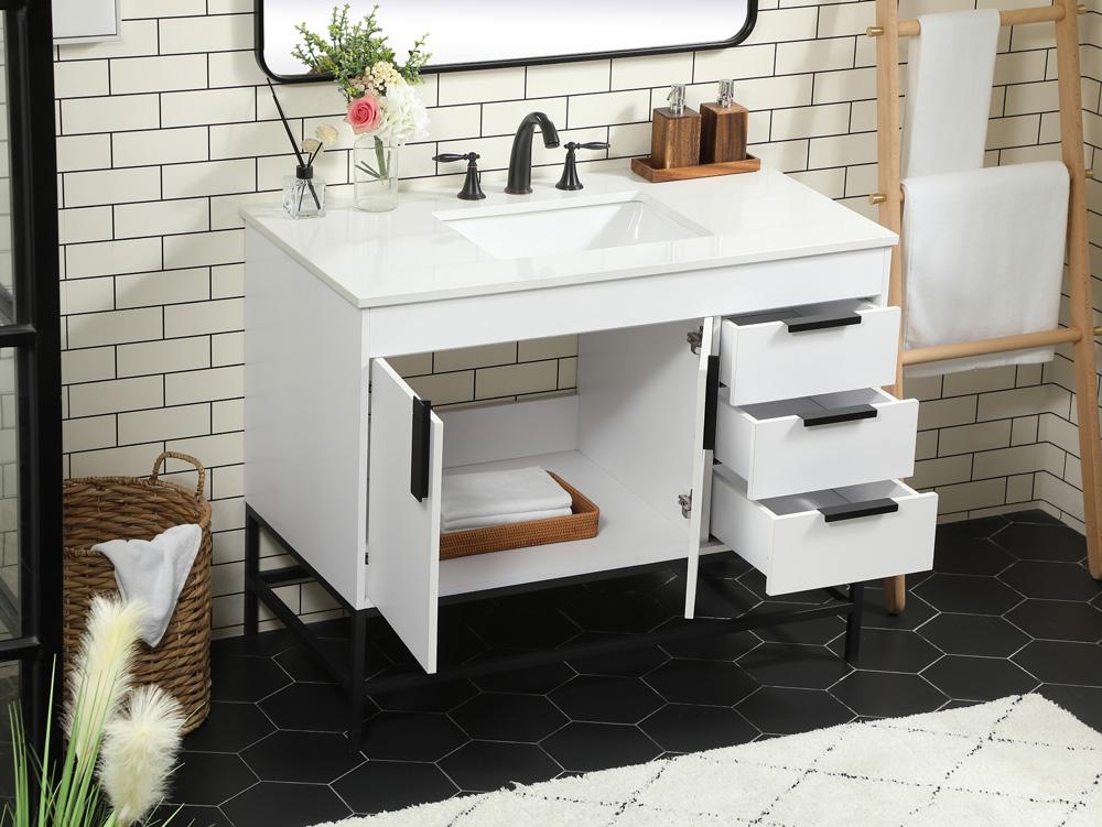 Elegant Furniture & Lighting - Eugene 42 inch Single bathroom vanity in white - VF48842MWH veiw 4