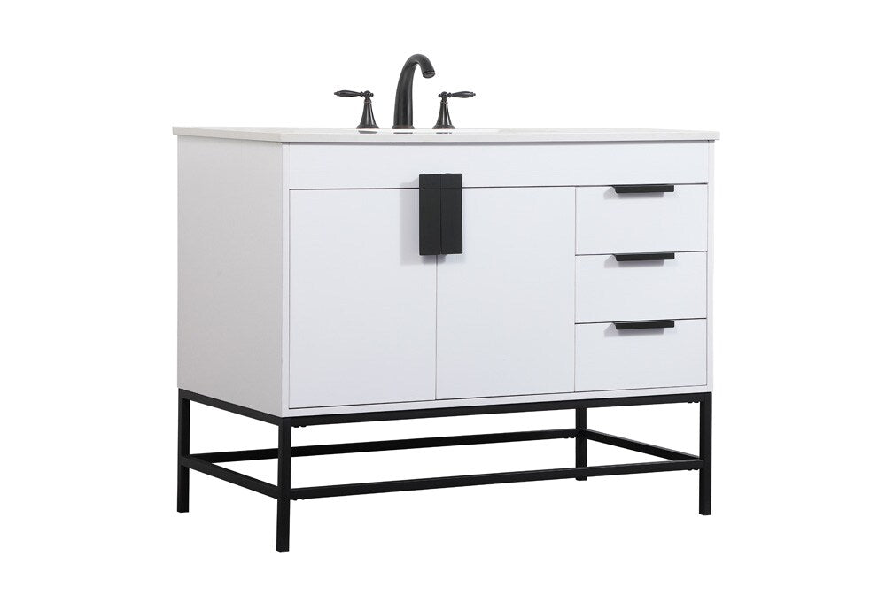 Elegant Furniture & Lighting - Eugene 42 inch Single bathroom vanity in white - VF48842MWH veiw 8