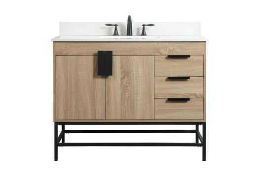 Elegant Furniture & Lighting - Eugene 42 inch Single bathroom vanity in mango wood with backsplash - VF48842MW-BS veiw 1