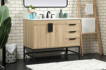 Elegant Furniture & Lighting - Eugene 42 inch Single bathroom vanity in mango wood with backsplash - VF48842MW-BS veiw 3