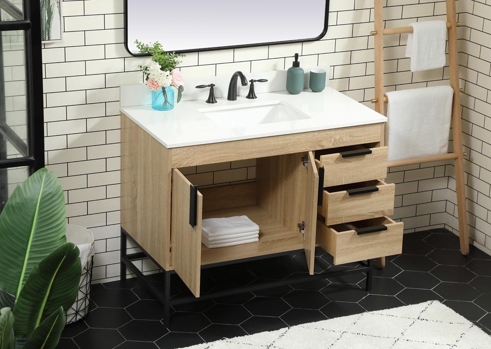 Elegant Furniture & Lighting - Eugene 42 inch Single bathroom vanity in mango wood with backsplash - VF48842MW-BS veiw 4