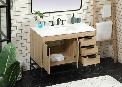 Elegant Furniture & Lighting - Eugene 42 inch Single bathroom vanity in mango wood with backsplash - VF48842MW-BS veiw 4