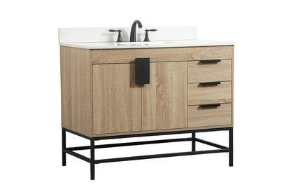 Elegant Furniture & Lighting - Eugene 42 inch Single bathroom vanity in mango wood with backsplash - VF48842MW-BS veiw 8