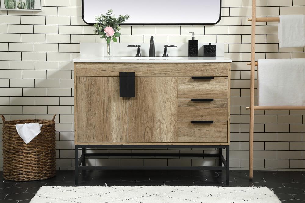 Elegant Furniture & Lighting - Eugene 42 inch Single bathroom vanity in natural oak with backsplash - VF48842NT-BS veiw 2
