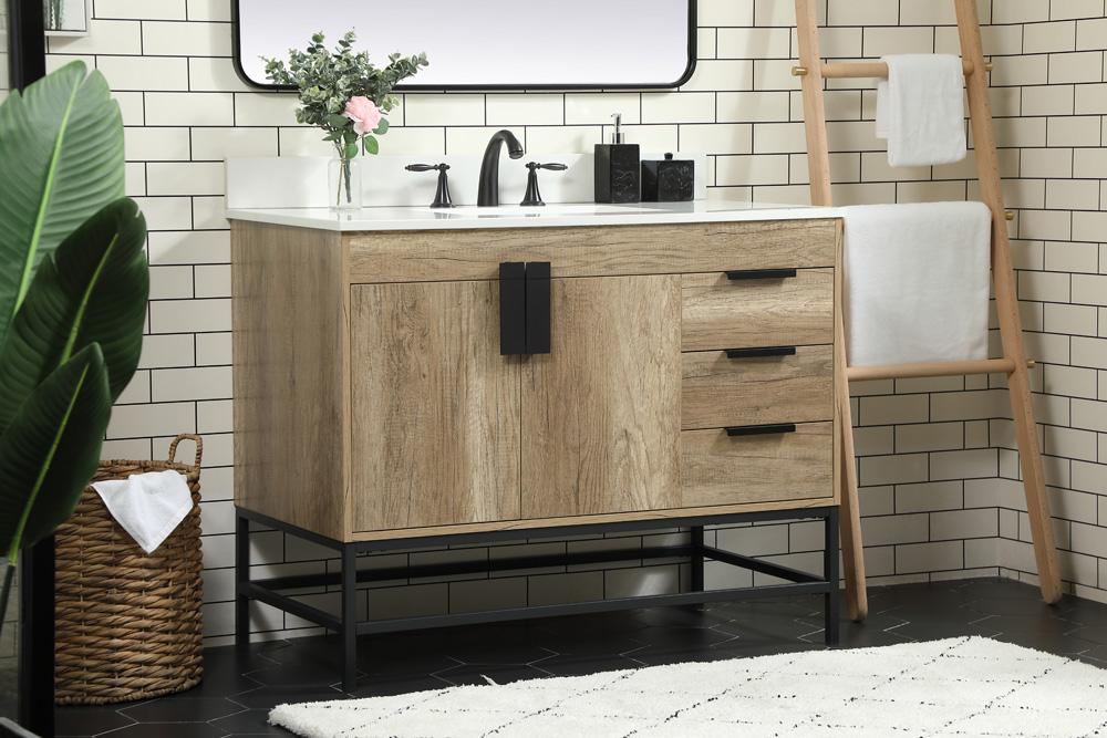 Elegant Furniture & Lighting - Eugene 42 inch Single bathroom vanity in natural oak with backsplash - VF48842NT-BS veiw 3