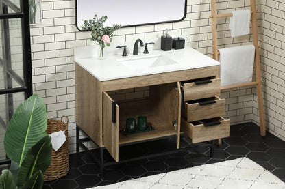 Elegant Furniture & Lighting - Eugene 42 inch Single bathroom vanity in natural oak with backsplash - VF48842NT-BS veiw 4