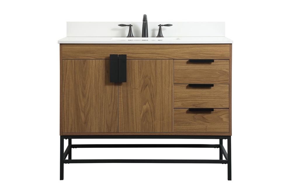 Elegant Furniture & Lighting - Eugene 42 inch Single bathroom vanity in walnut brown with backsplash - VF48842WB-BS veiw 1
