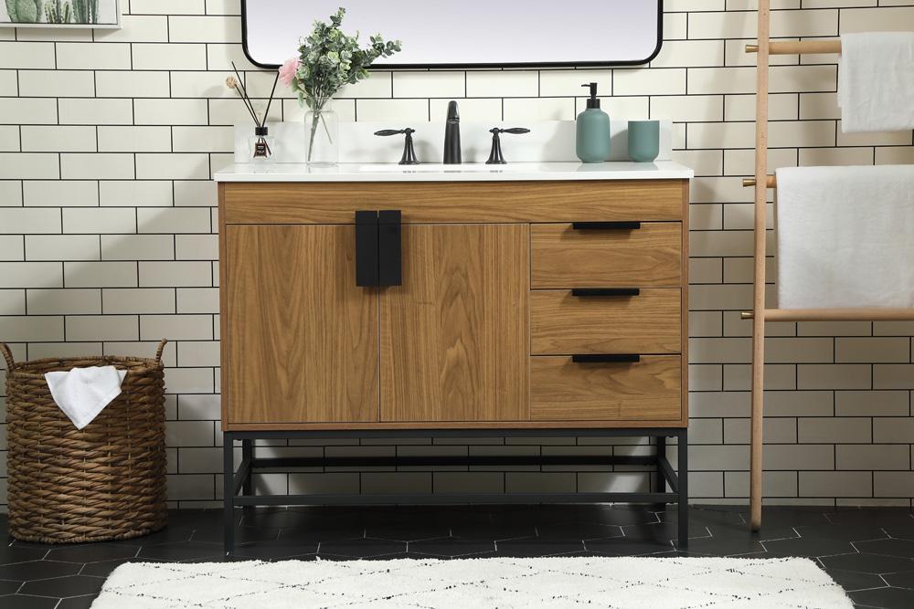 Elegant Furniture & Lighting - Eugene 42 inch Single bathroom vanity in walnut brown with backsplash - VF48842WB-BS veiw 2