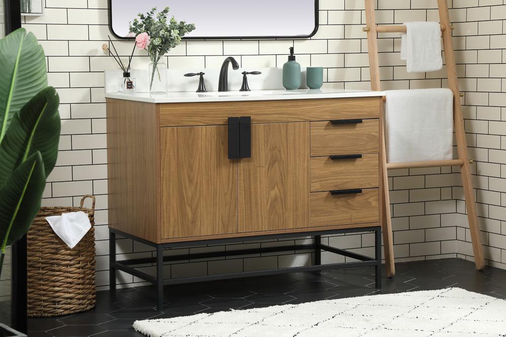 Elegant Furniture & Lighting - Eugene 42 inch Single bathroom vanity in walnut brown with backsplash - VF48842WB-BS veiw 3