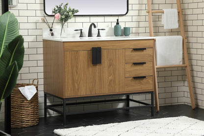 Elegant Furniture & Lighting - Eugene 42 inch Single bathroom vanity in walnut brown with backsplash - VF48842WB-BS veiw 3