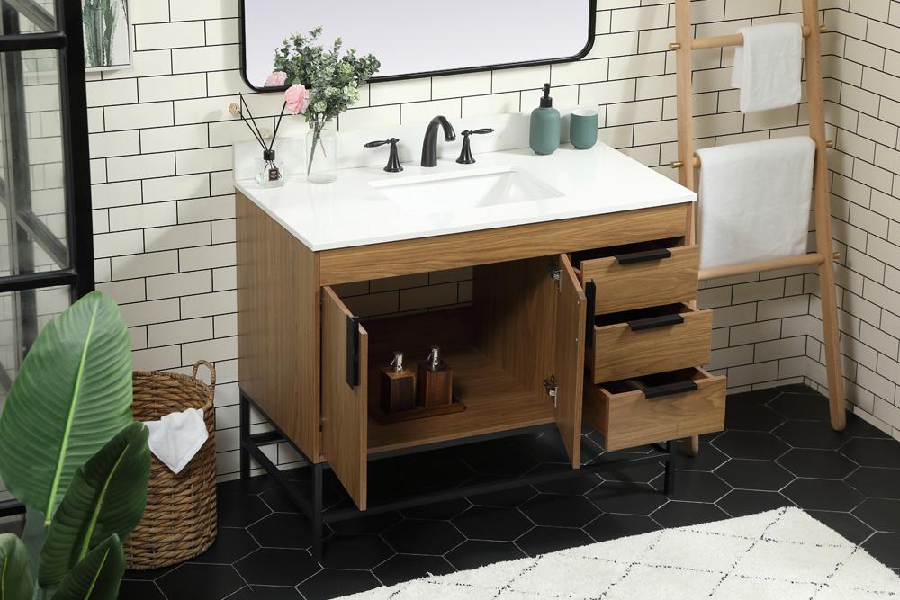 Elegant Furniture & Lighting - Eugene 42 inch Single bathroom vanity in walnut brown with backsplash - VF48842WB-BS veiw 4