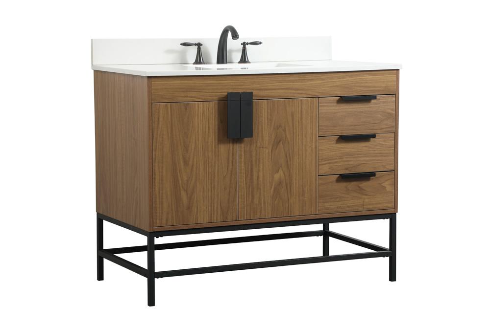 Elegant Furniture & Lighting - Eugene 42 inch Single bathroom vanity in walnut brown with backsplash - VF48842WB-BS veiw 8