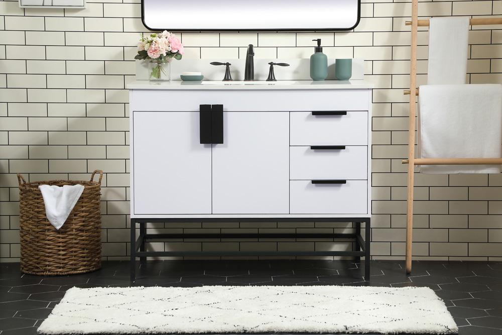 Elegant Furniture & Lighting - Eugene 42 inch Single bathroom vanity in white with backsplash - VF48842MWH-BS veiw 2