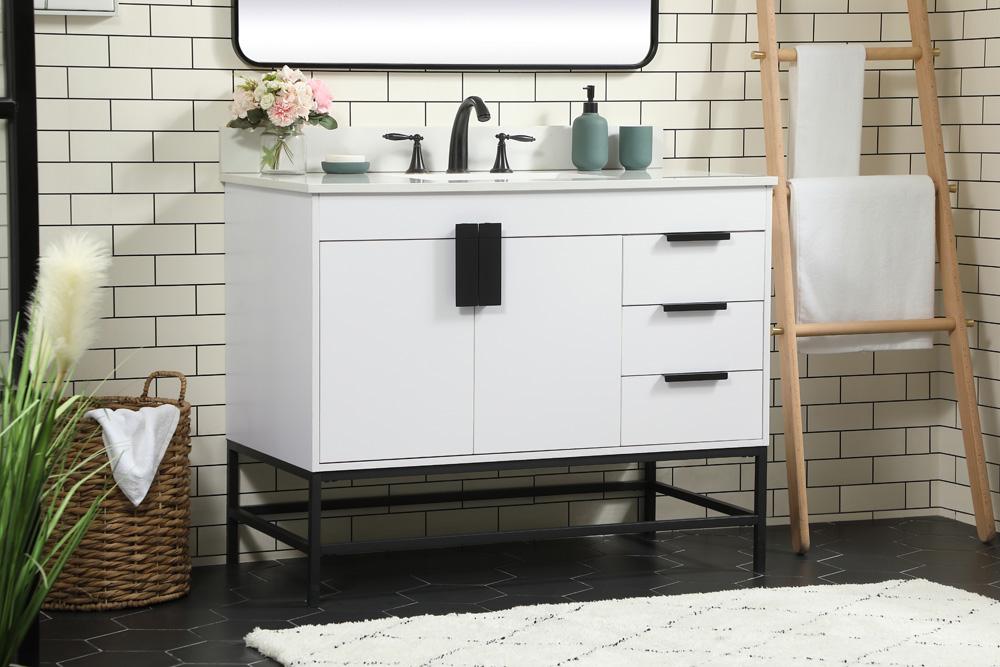 Elegant Furniture & Lighting - Eugene 42 inch Single bathroom vanity in white with backsplash - VF48842MWH-BS veiw 3