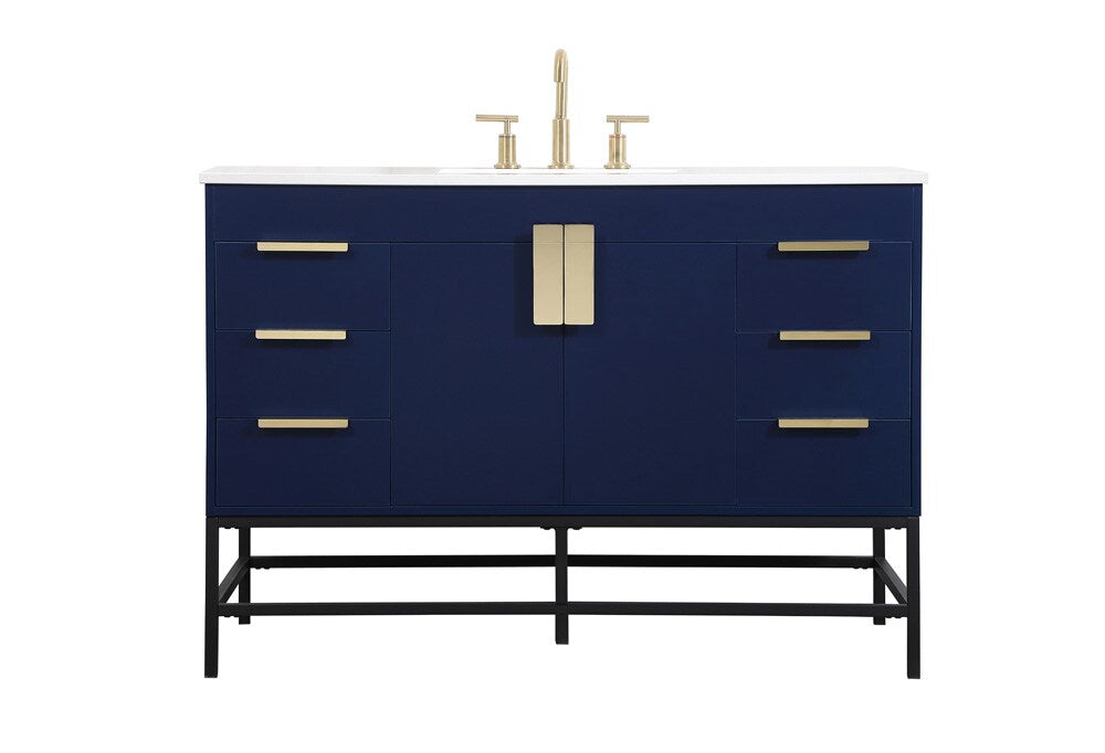 Elegant Furniture & Lighting - Eugene 48 inch Single bathroom vanity in blue - VF488W48MBL veiw 1
