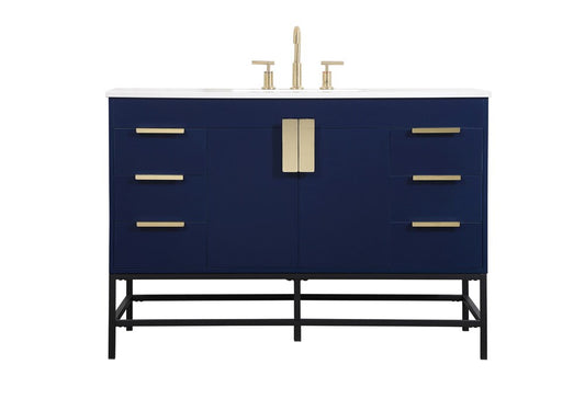 Elegant Furniture & Lighting - Eugene 48 inch Single bathroom vanity in blue - VF488W48MBL veiw 1