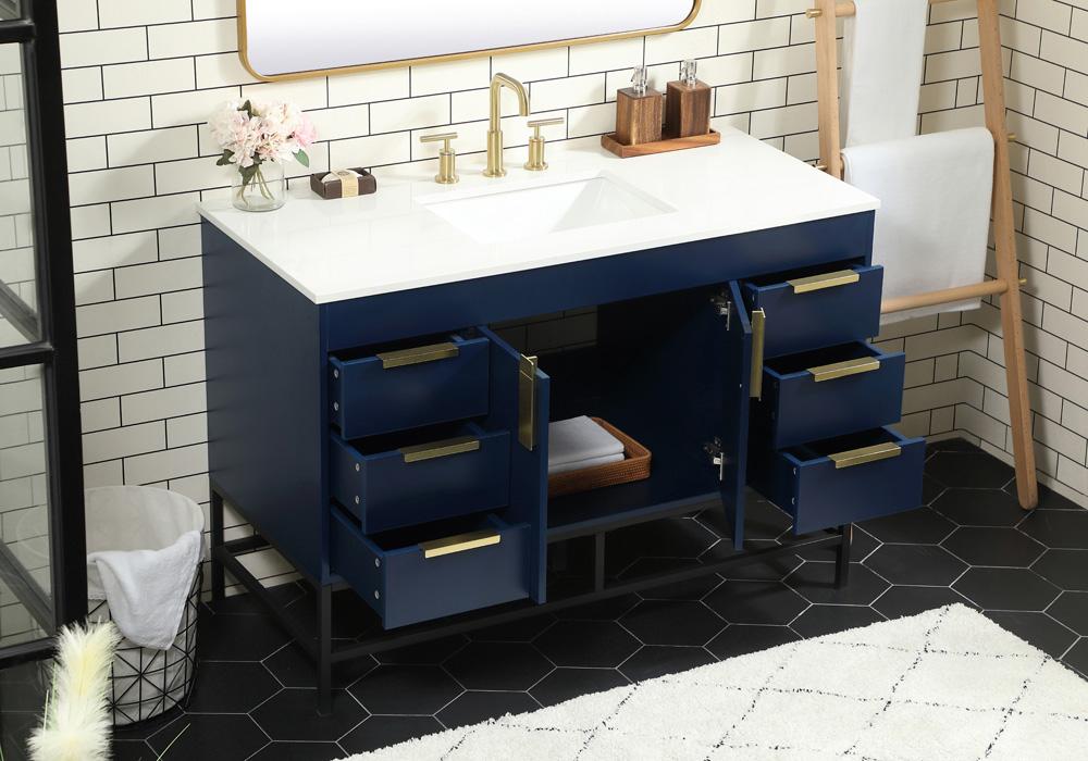 Elegant Furniture & Lighting - Eugene 48 inch Single bathroom vanity in blue - VF488W48MBL veiw 4