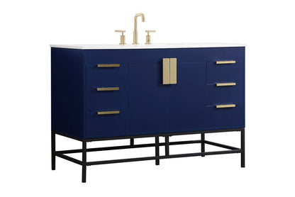 Elegant Furniture & Lighting - Eugene 48 inch Single bathroom vanity in blue - VF488W48MBL veiw 8