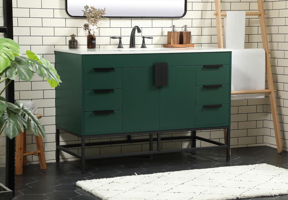 Elegant Furniture & Lighting - Eugene 48 inch Single bathroom vanity in green - VF488W48MGN veiw 3