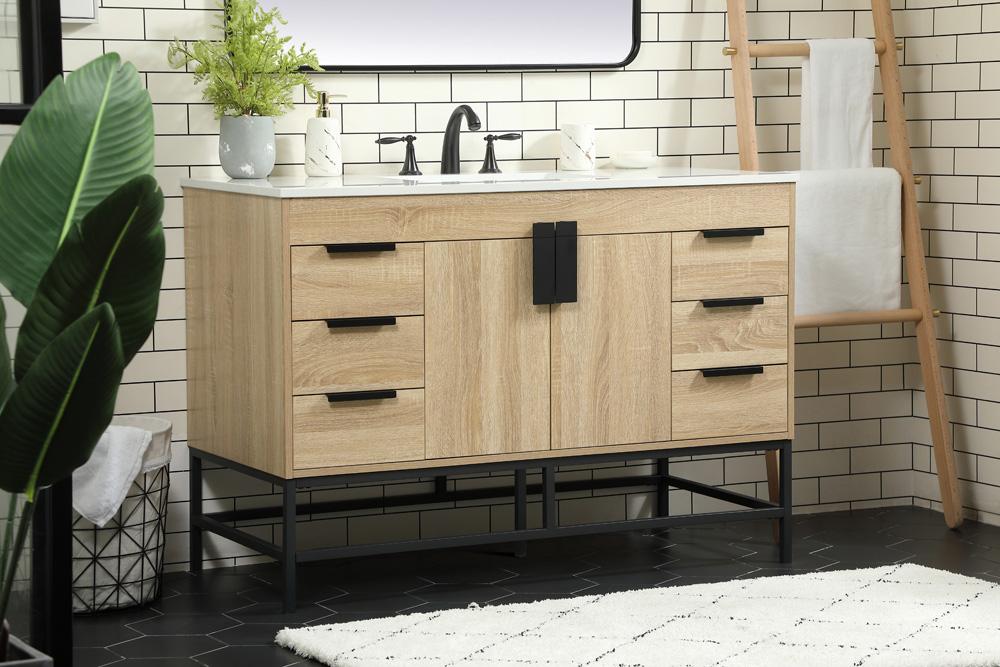 Elegant Furniture & Lighting - Eugene 48 inch Single bathroom vanity in mango wood - VF488W48MW veiw 3