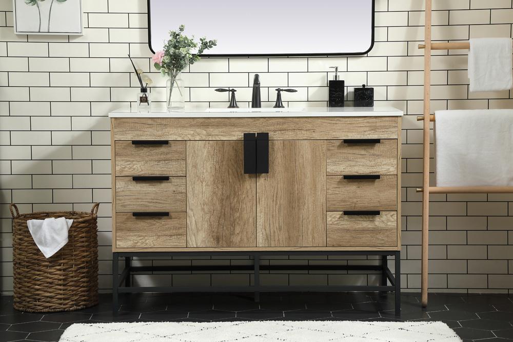 Elegant Furniture & Lighting - Eugene 48 inch Single bathroom vanity in natural oak - VF488W48NT veiw 2