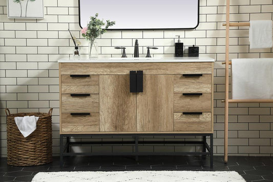 Elegant Furniture & Lighting - Eugene 48 inch Single bathroom vanity in natural oak - VF488W48NT veiw 2