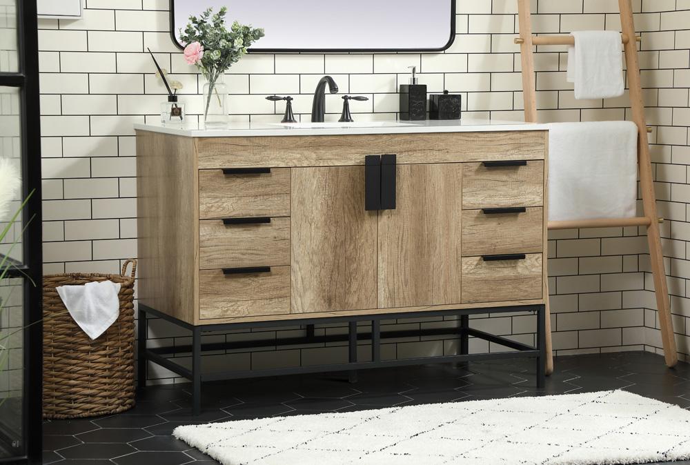 Elegant Furniture & Lighting - Eugene 48 inch Single bathroom vanity in natural oak - VF488W48NT veiw 3