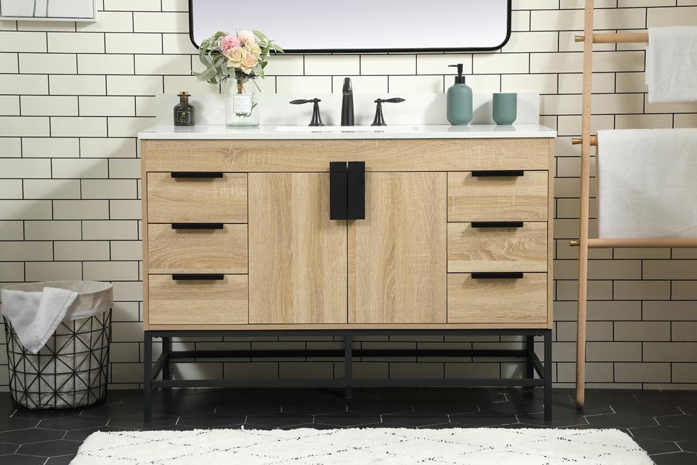 Elegant Furniture & Lighting - Eugene 48 inch Single bathroom vanity in mango wood with backsplash - VF488W48MW-BS veiw 2
