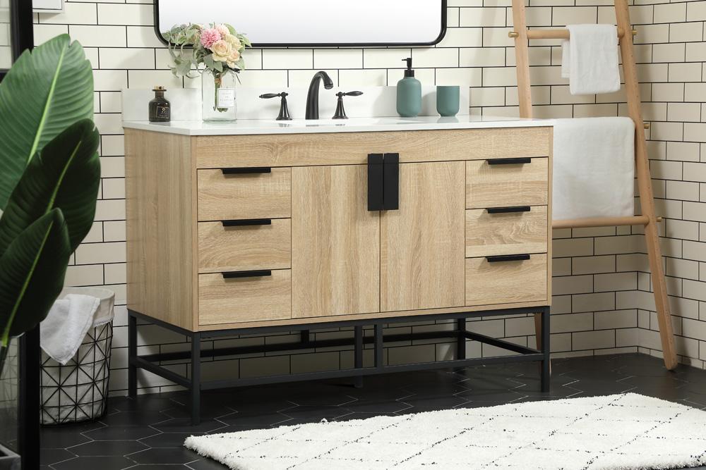 Elegant Furniture & Lighting - Eugene 48 inch Single bathroom vanity in mango wood with backsplash - VF488W48MW-BS veiw 3