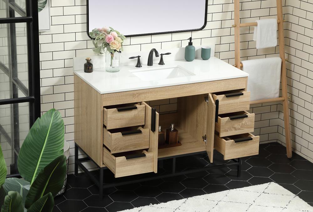 Elegant Furniture & Lighting - Eugene 48 inch Single bathroom vanity in mango wood with backsplash - VF488W48MW-BS veiw 4