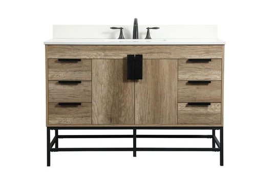 Elegant Furniture & Lighting - Eugene 48 inch Single bathroom vanity in natural oak with backsplash - VF488W48NT-BS veiw 1