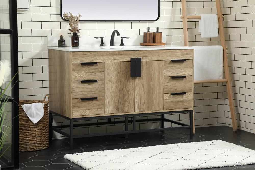 Elegant Furniture & Lighting - Eugene 48 inch Single bathroom vanity in natural oak with backsplash - VF488W48NT-BS veiw 3