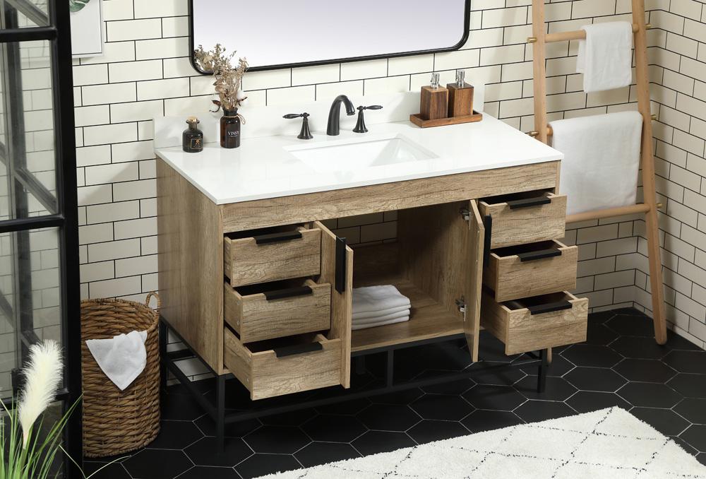 Elegant Furniture & Lighting - Eugene 48 inch Single bathroom vanity in natural oak with backsplash - VF488W48NT-BS veiw 4