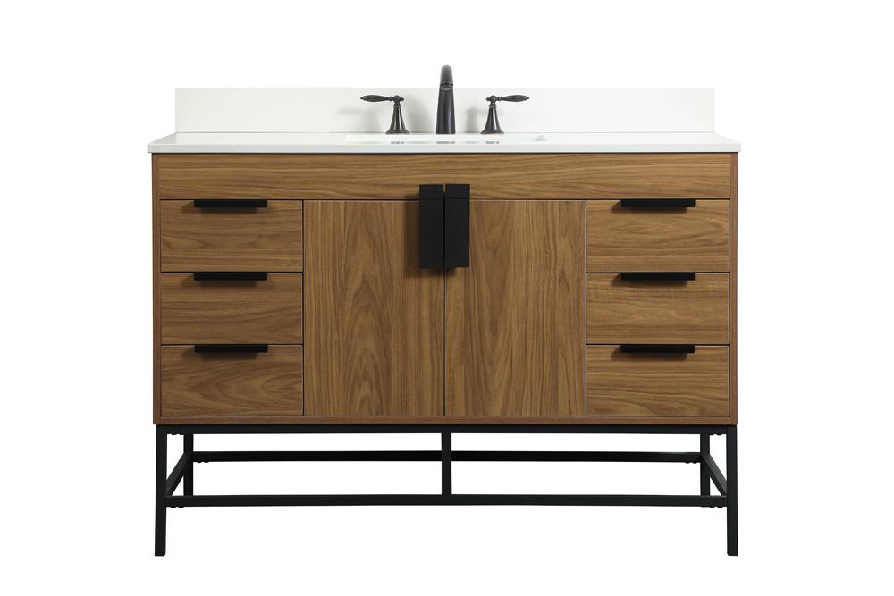 Elegant Furniture & Lighting - Eugene 48 inch Single bathroom vanity in walnut brown with backsplash - VF488W48WB-BS veiw 1