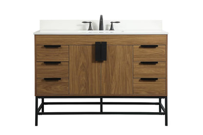 Elegant Furniture & Lighting - Eugene 48 inch Single bathroom vanity in walnut brown with backsplash - VF488W48WB-BS veiw 1