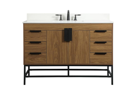 Elegant Furniture & Lighting - Eugene 48 inch Single bathroom vanity in walnut brown with backsplash - VF488W48WB-BS veiw 1